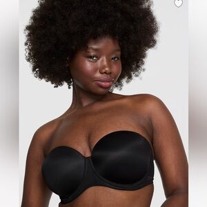 NWT Victoria’s Secret Pink Wear Everywhere Push-Up Strapless Bra Black Size 36D